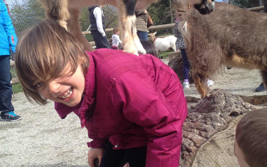 Julia with Goat on Back