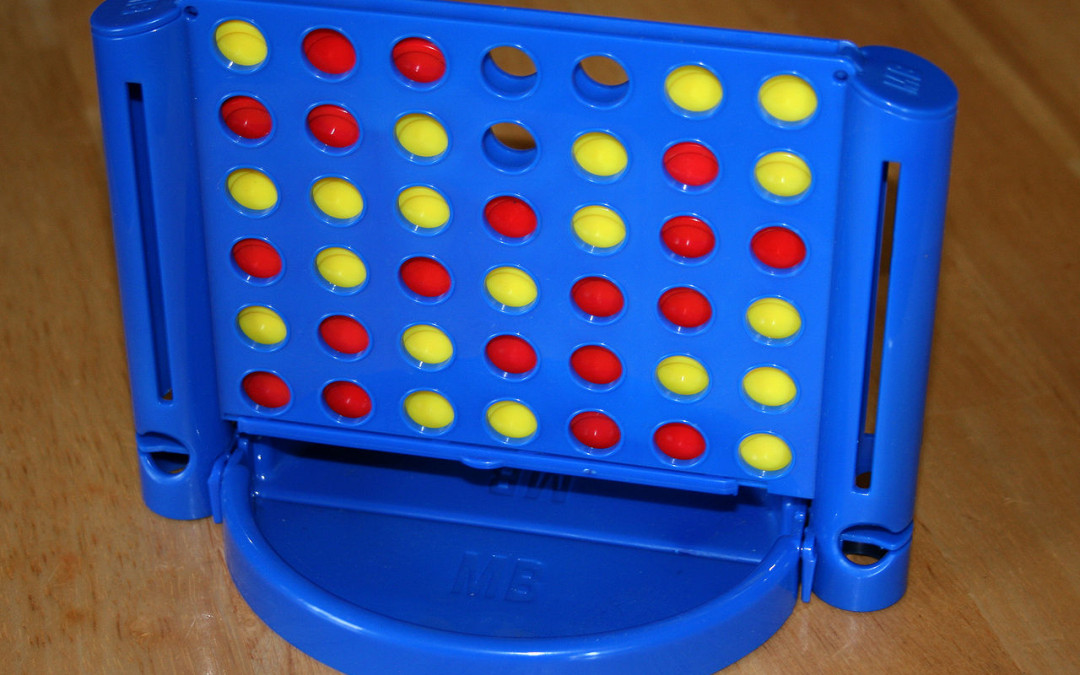 Connect 4 (2 players; 5 minutes; ages 5+)